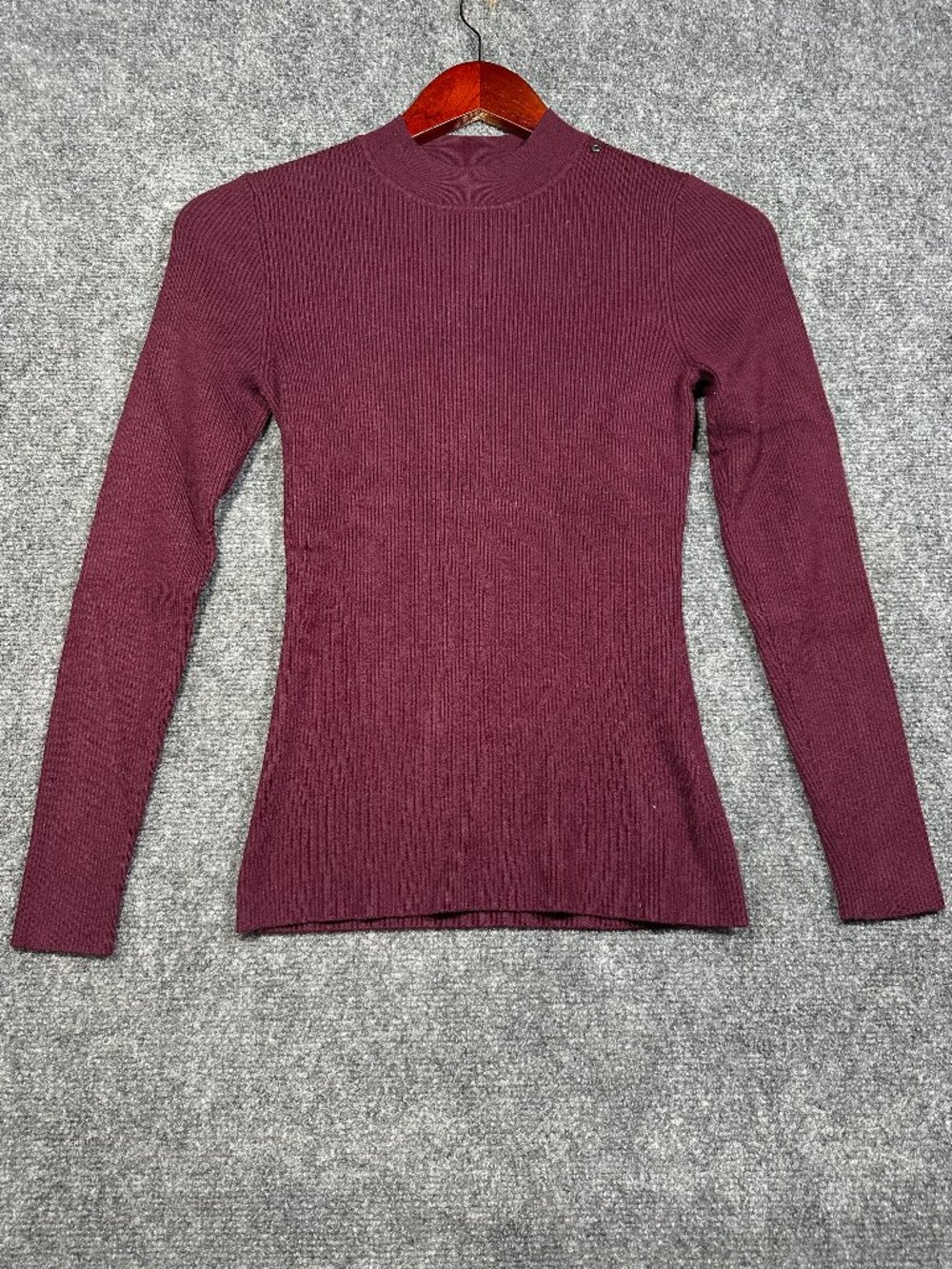 Ted Baker Sweater Womens US 4 Ted 1 Burgundy Ribbed Knit Long Sleeve Pullover